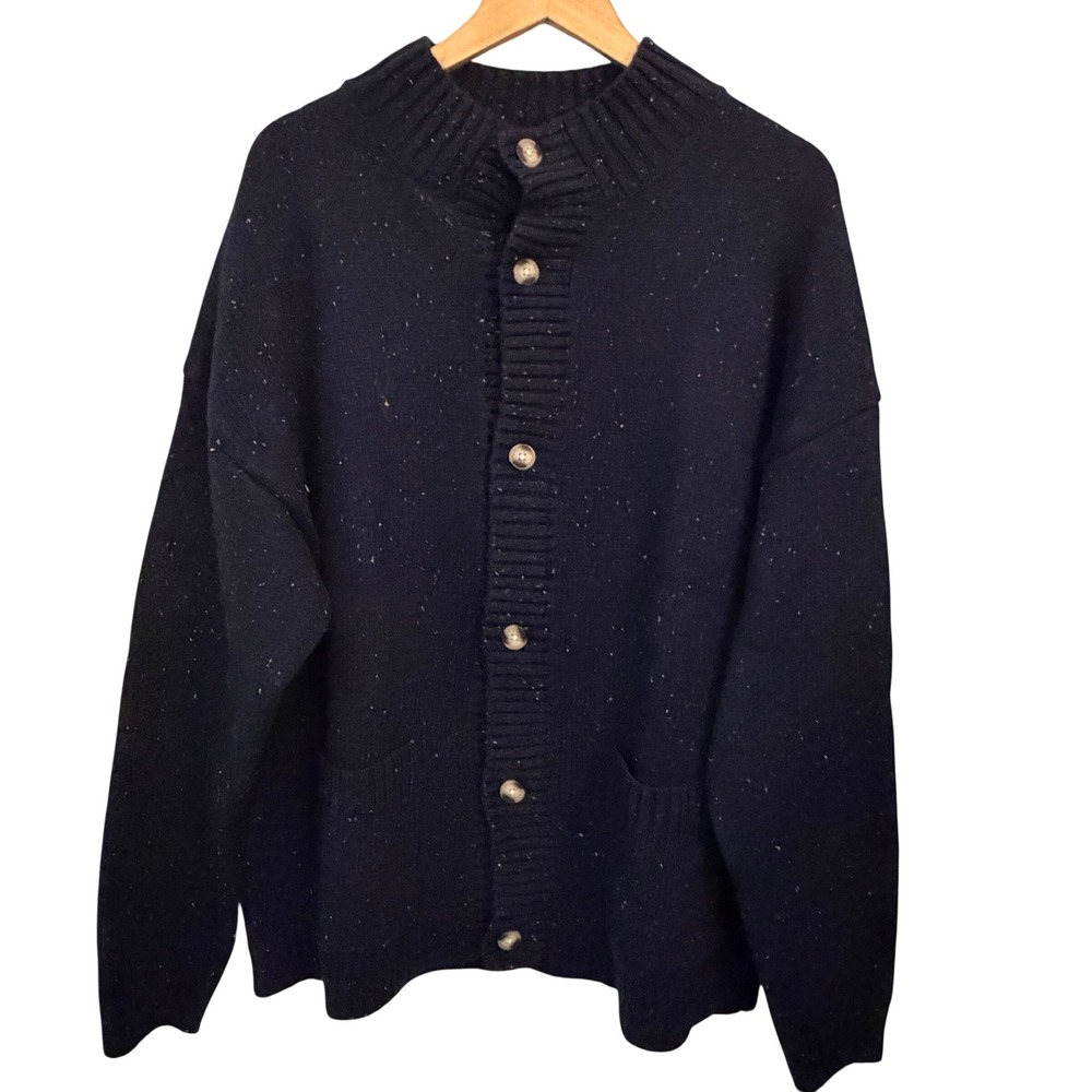 Lucky‎ Brand Cardigan Mens XL Navy Blue NEW Donegal Fleck Mock Neck Sweater